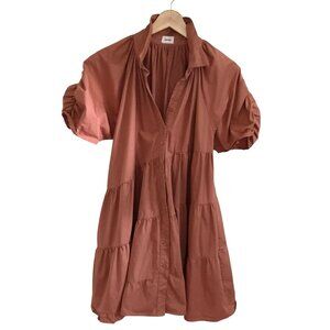 ABERCROMBIE & FITCH AUREUM Women's Cinnamon Poplin Trapeze Mini Shirt Dress Sz M
